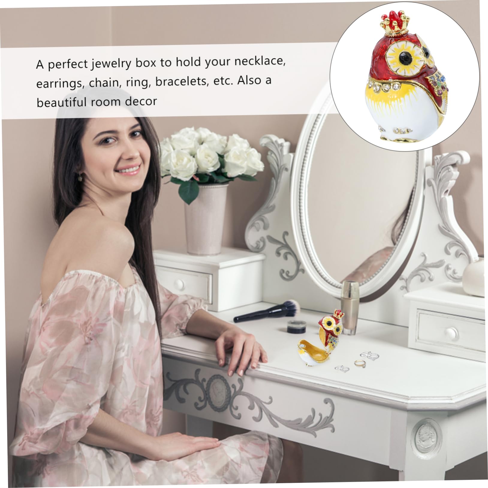 3 Szt. Crown Owl Shape Jewelry Box Praktyczny Organizer Biżuterię Pudełko Pierścionki i Kolczyki Idealny Święta Dekoracyjny Stojak Biżuterię