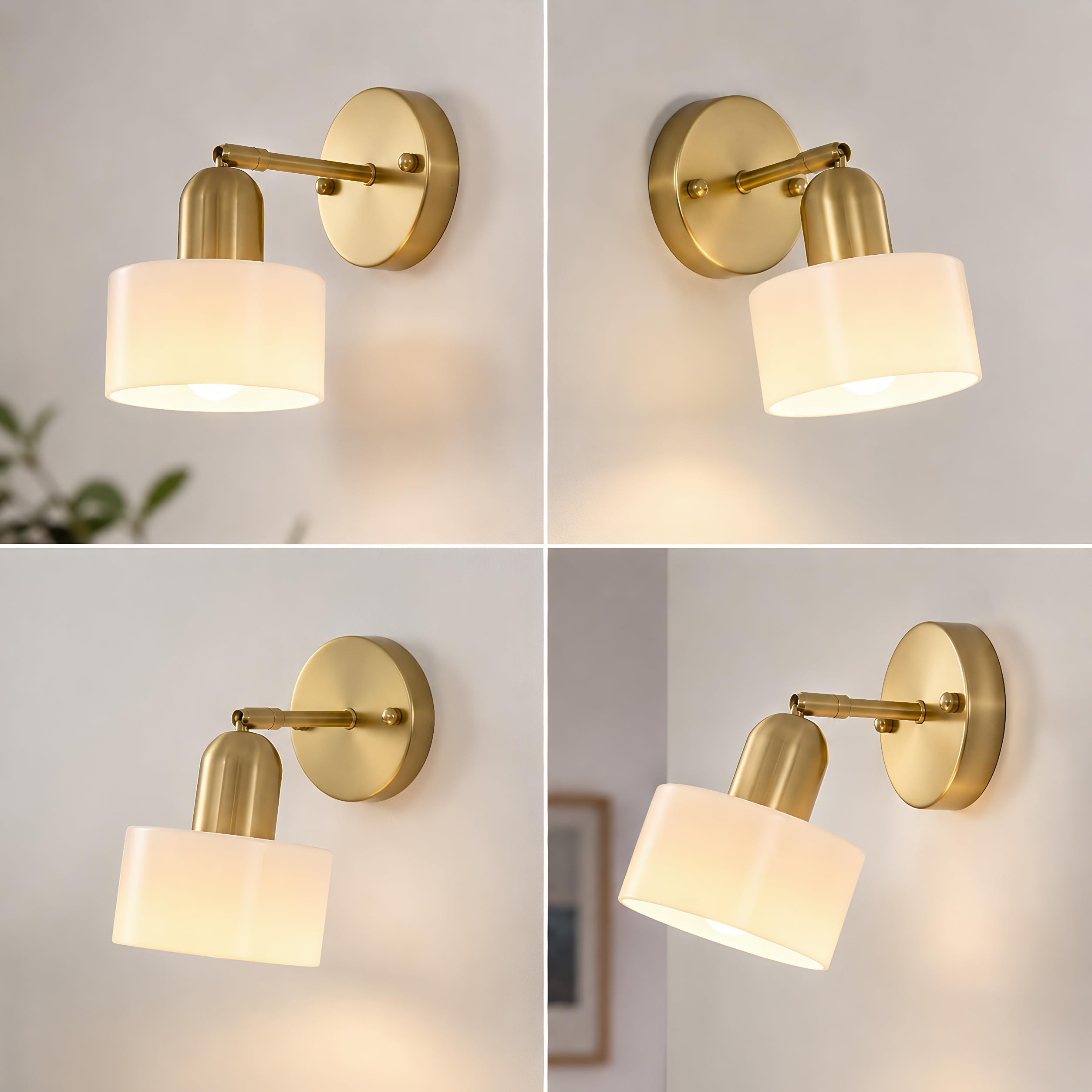 15 cm Lampada da Parete in Vetro Cilindrico Moderna, Applique da Parete E27 Orientabile, Lampada Cablata per Camera Soggiorno Corridoio Cucina，Bianco：1