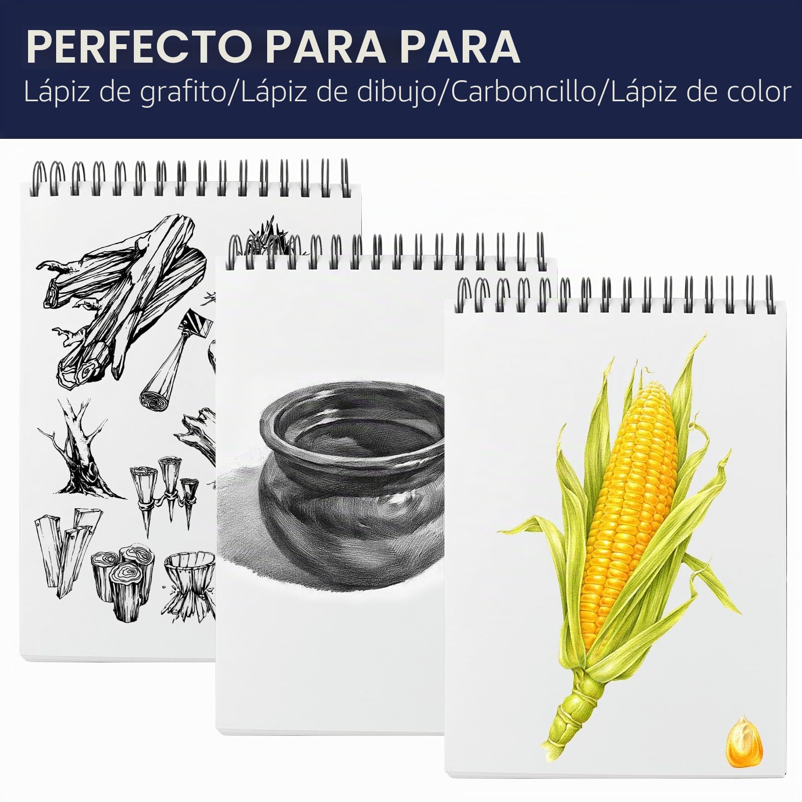 120 Páginas 60 Hojas Cuadernos de Bocetos A4, 160gsm Bloc de Dibujo A4, Cuaderno de Dibujo DIY Libros de Visitas para Escribir Dibujo Adecuado para Lápiz Acuarela Dibujo Escritura Artistas, 01