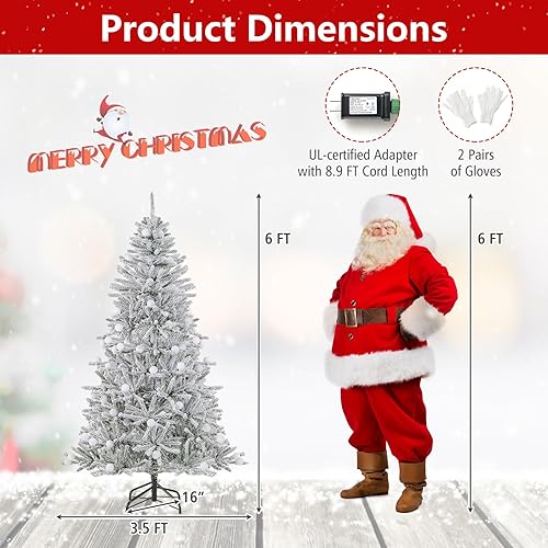 Vista 114 de Goplus 7.5ft Pre-lit Artificial Christmas Tree, Hinged Premium Spruce Xmas Full Tree with 1346 PVC Tips, 400 LED Lights, Folding Metal Stand, for
