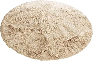 グラムスタイル ラグ 洗える 円形 140cm ラグマット 滑り止め付 抗菌 防臭 オールシーズン 床暖房対応 エクリュ