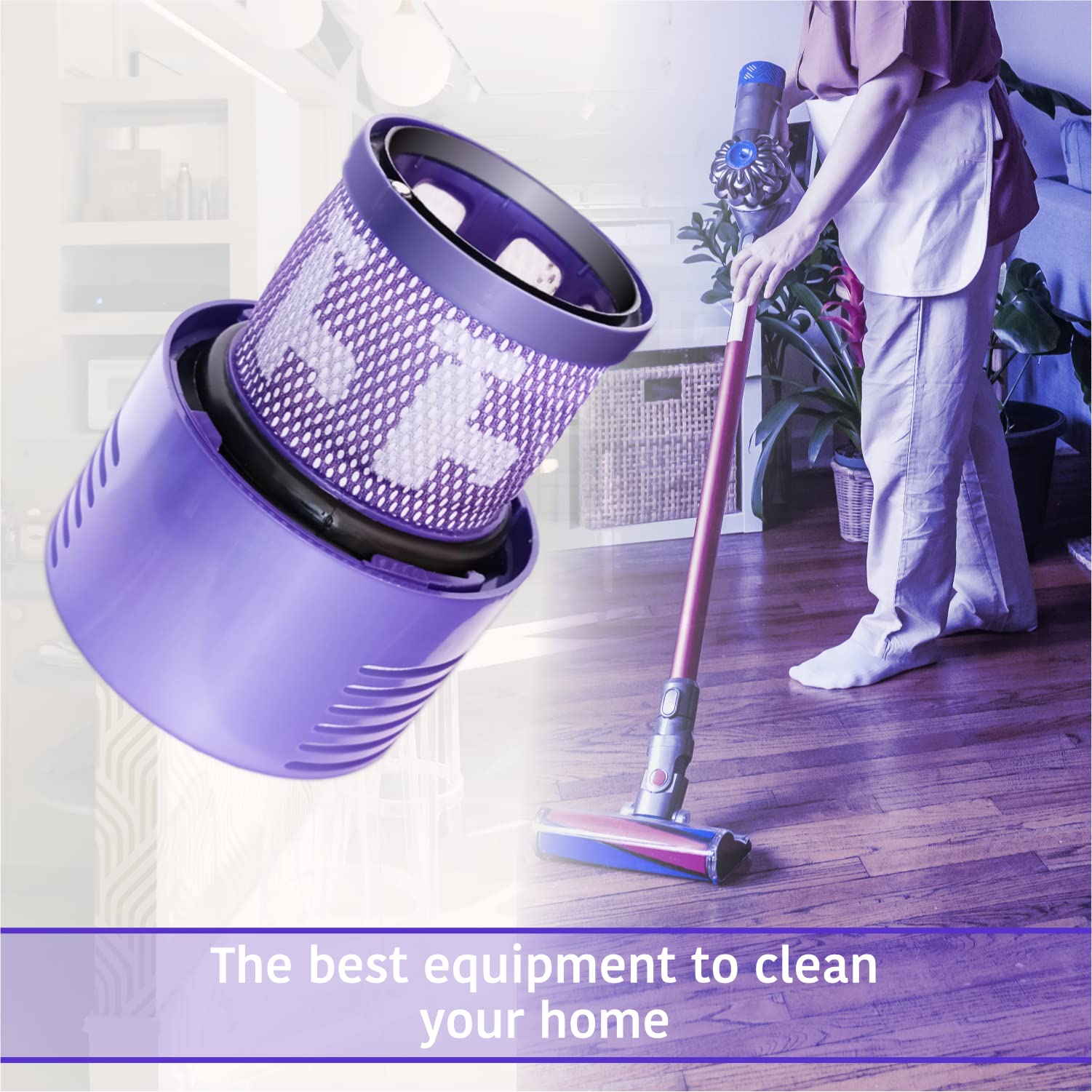 Filtro para Dyson V10, 3 Filtros para Dyson V10 SV12 Ciclón Series, V10 Absolute, V10 Animal, V10 Motorhead, V10 Total Clean Aspiradoras Inalámbricas Reemplazo Accesorios # DY-969082-01