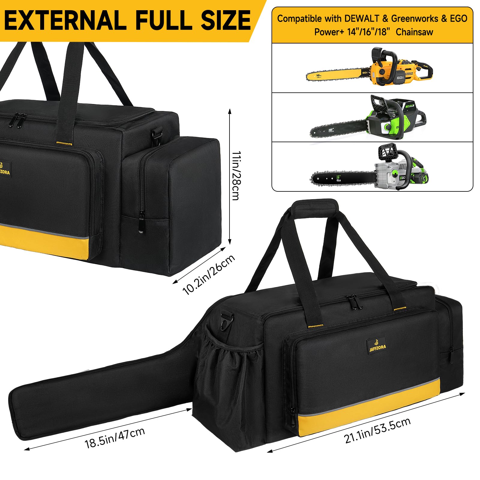 Bolsa de almacenamiento para motosierra, impermeable, plegable, compatible con Greenworks, Dewalt, EGO Power+ 35/40/45 cm y motosierras inalámbricas, color negro (solo bolsa)