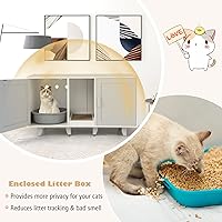 Vista 6 de Tangkula Caja de arena doble para gatos para 2 gatos, gran armario apilable oculto para baño de gatos con tabla de rascar, mesa auxiliar para casa