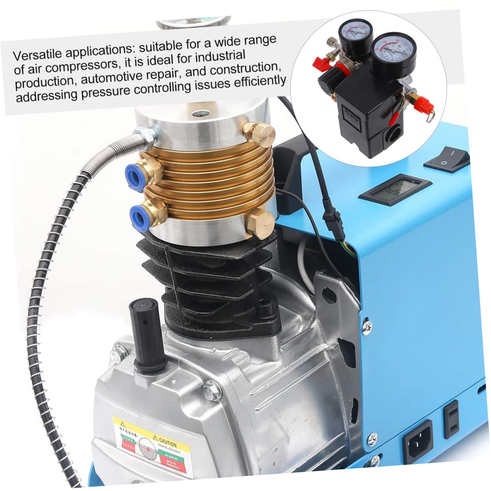 Cabilock Repuestos Para Compresor De Aire Kit Completo Con Manómetro Regulador y Válvulas De Seguridad