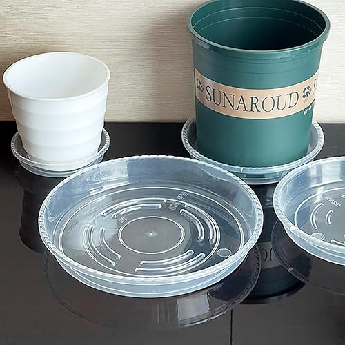 Miniatura 6 de Paquete de 10 platillos transparentes para plantas de 6, 8, 10 pulgadas, bandeja de goteo de plástico duradero, bandeja para macetas, platillo