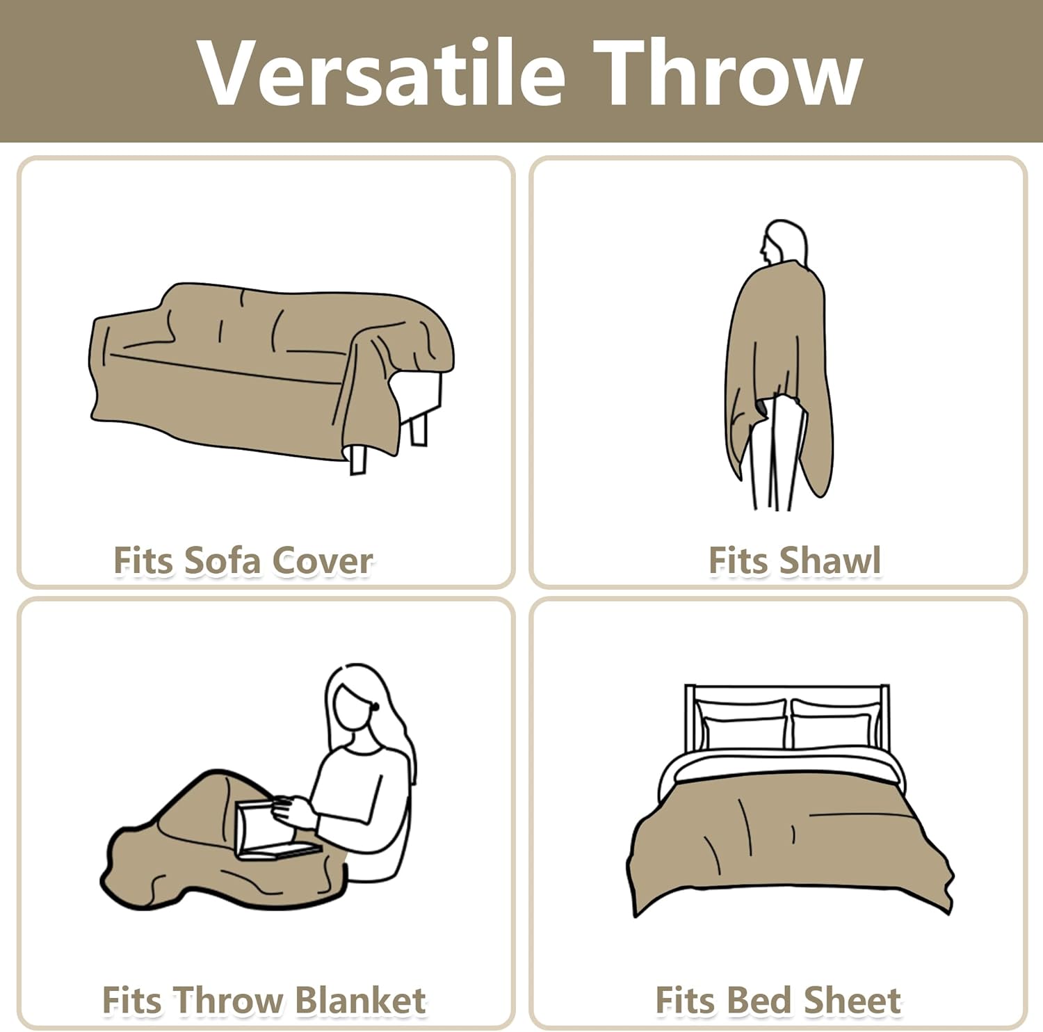 MYSKY HOME Oversized Chair Cover, Armchair Couch Cover for 1 Cushion, Washable Recliner Covers Sofa Protector with Tassel, Beige, 71"X91" - Image 3