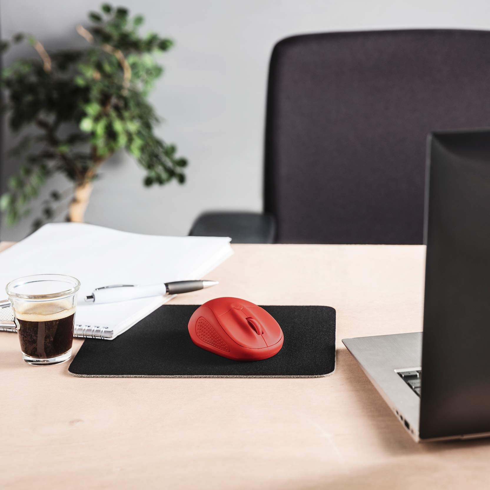 Trust Primo Mouse Ottico, Wireless, Interruttore Integrato, Tasti Premuti, Rosso