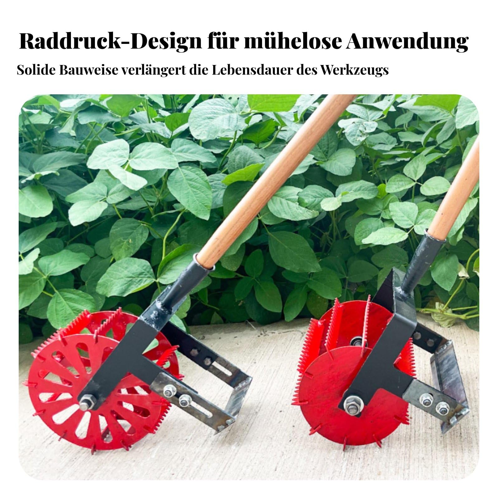 Sternrad Unkrautjäter Bodenlockerer Rollhacke Gartenhacke Unkrautstecher Werkzeug für Blumenbeet Bodenbelüftung, Groß