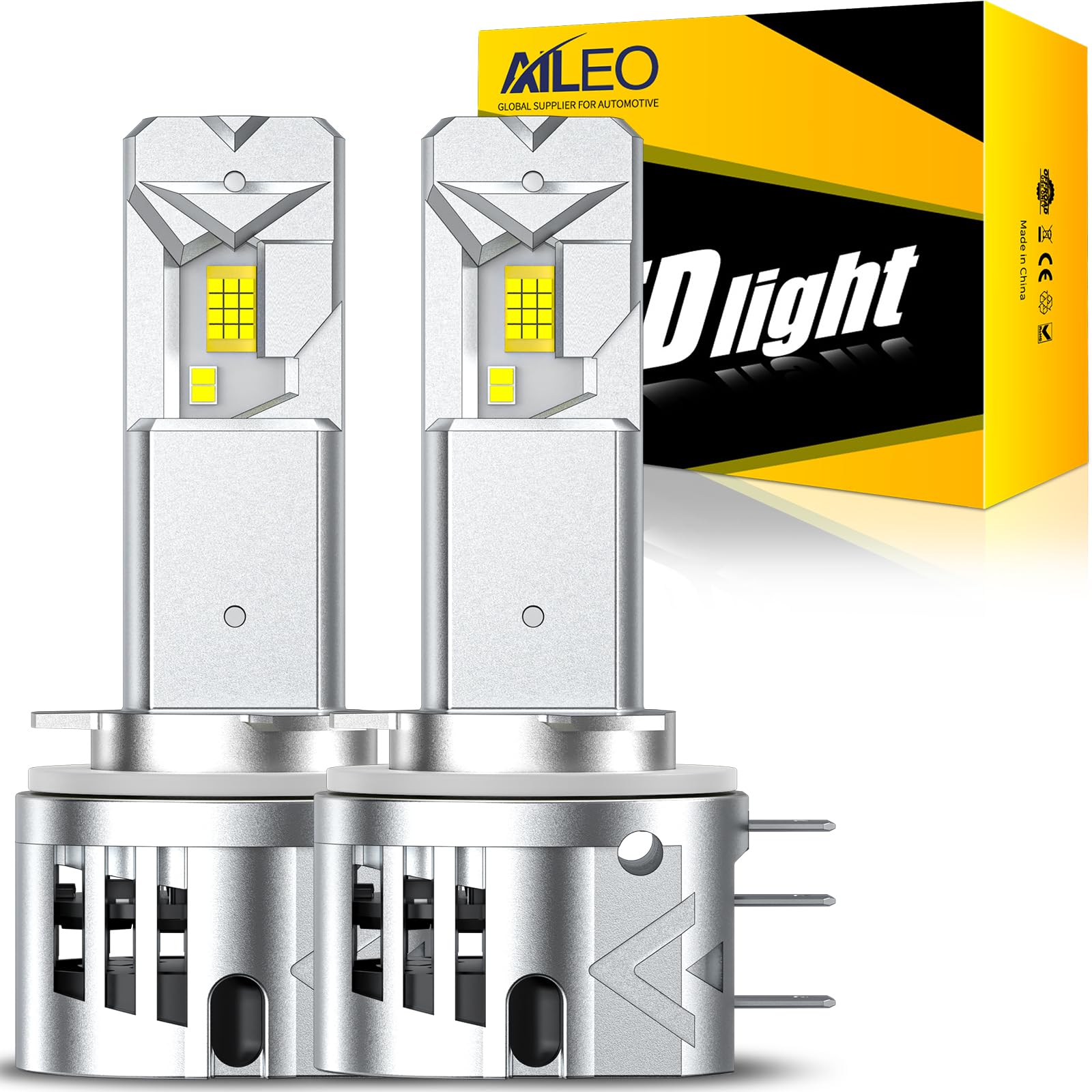 Ampoules LED H15 pour Phare, 20000lm 80W (kit), 6000K Blanc Froid, Jusqu’à +600% Plus Lumineuses, DRL/Feux de Jour & Feux de Route, Taille Mini 1:1 (Remplacement halogène), Lot de 2.