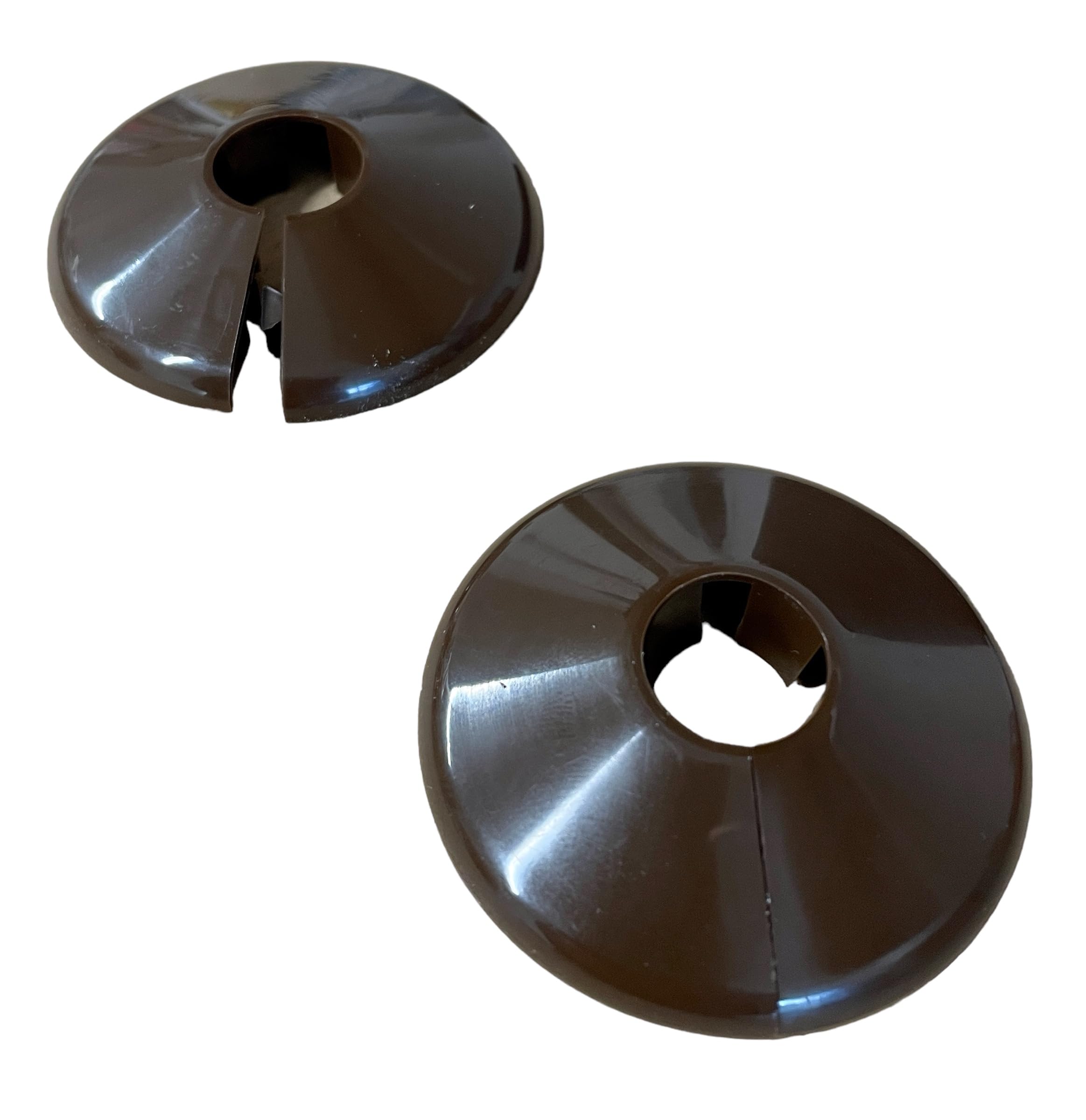 2 x Talon Pipe Covers/Collars for Pipes - The Quick Way to Tidy Pipework (Dark Brown, 15mm)
