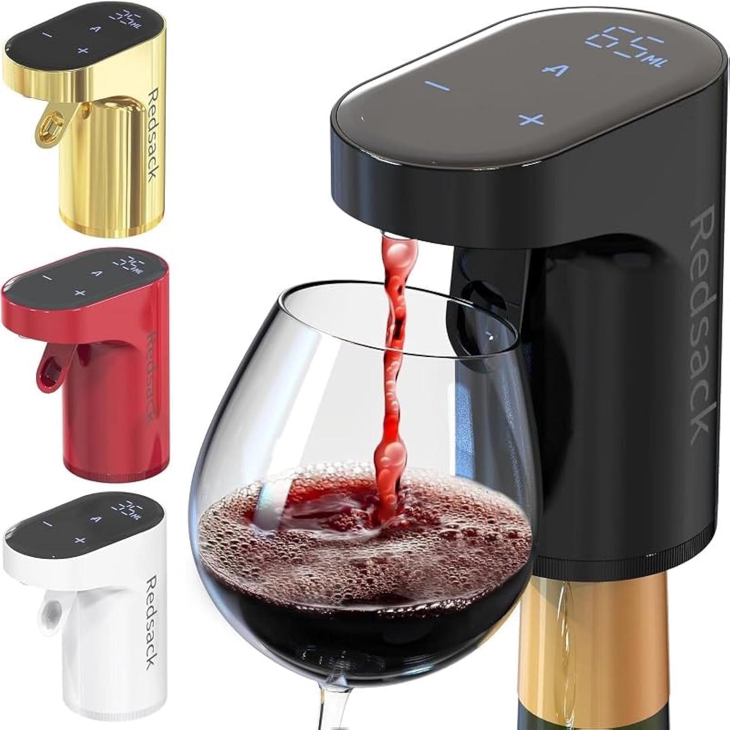 Smart Redsack Digital Wine/Vodka/Whisky Dispenser Pour from 1 ml to 999 ml Dgital Display Rechargable Battery, 3 Adaptor For Fitting any Kind of Bottle/Best Gift for Men and Woman (Black)