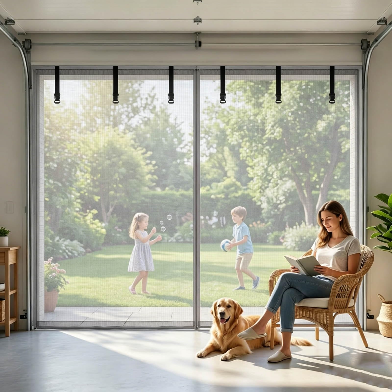 Filet de garage mains libres moustiquaire magnetique animaux