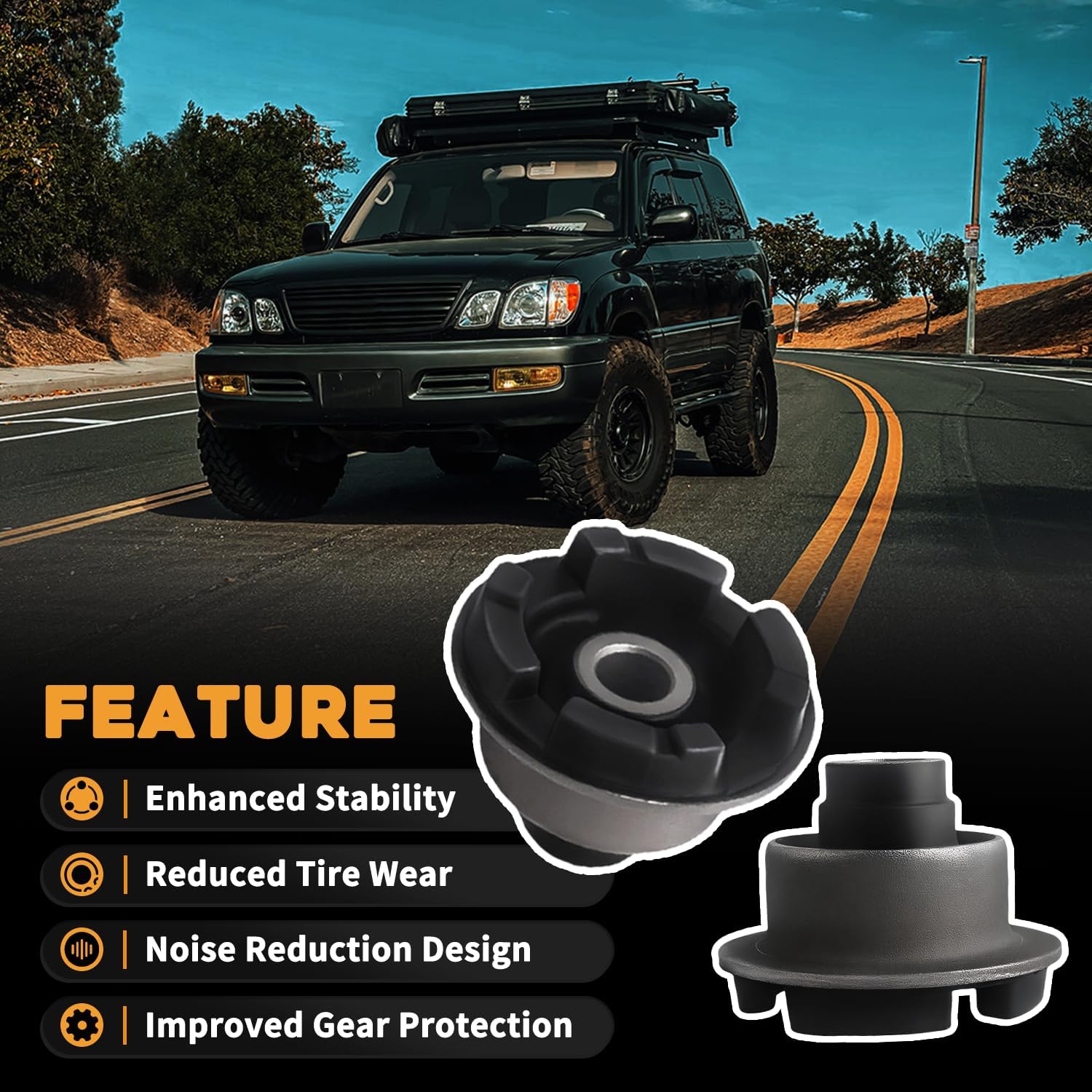 2Pcs Front Differential Bushing & Support Kit Fit for Lexus LX470 2000-2007 Fit For Toyota Land Cruiser 2000-2007 Replaces 41651-60010 4165160010