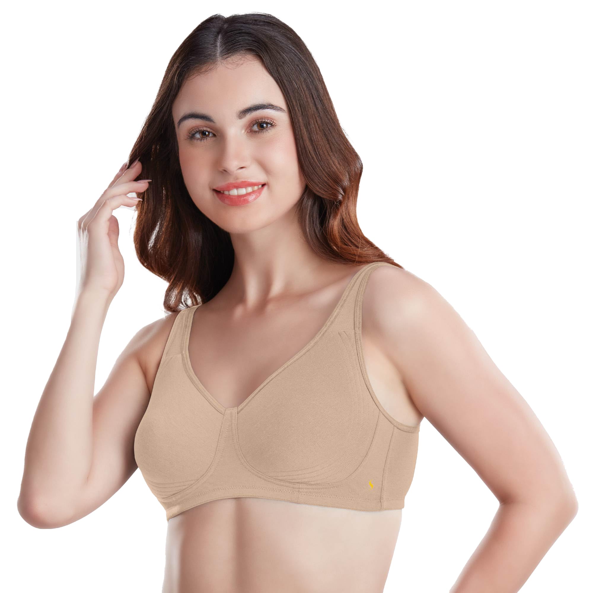 Dixcy Slimz Women's Side Support Bra Non-Wired Non-Padded Full Coverage Solid | Cool Bliss Cotton | Extended Front Shoulder Straps Seamless Bra with Side Encircled Panel-picture-12