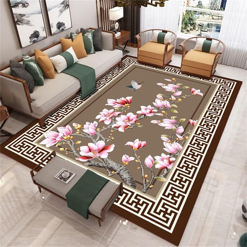 Tapis moderne salon rose grand format 200x300 tapis sol enfant doux