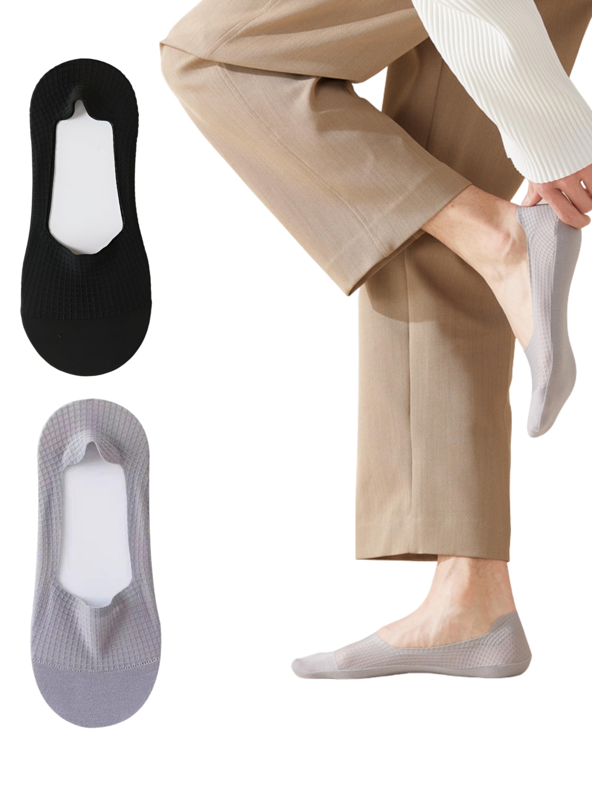 maou Men and Women No-Show Socks | Cotton-Rich Invisible Liner with Anti-Slip Heel Grip, Breathable Mesh, Low Cut, Odour Control | For Loafers & Sneakers-picture-22