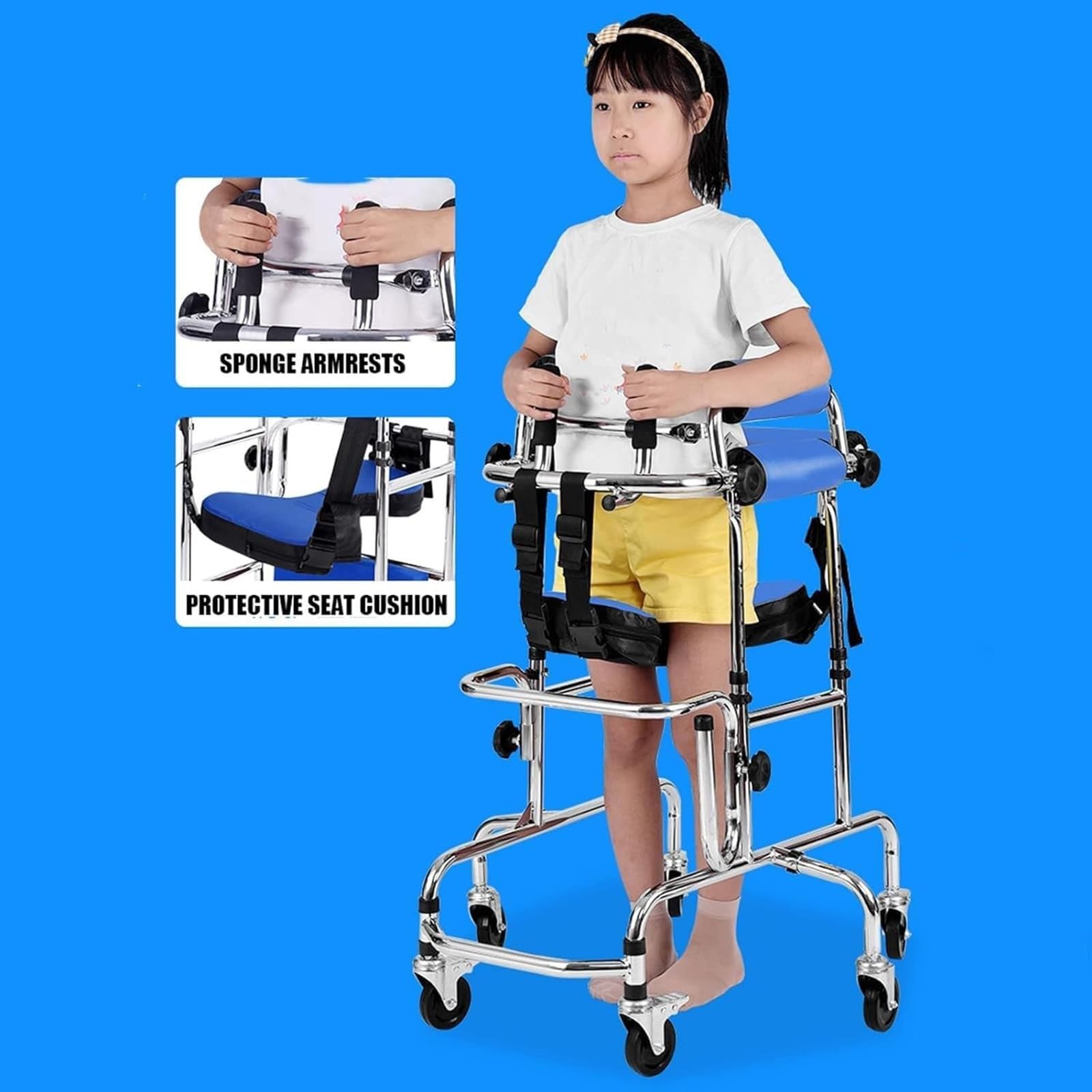 Andador Andador 6 Ruedas Andador Para Niños Parálisis Cerebral Altura Ajustable Andador Rollator Rehabilitacion Infantil