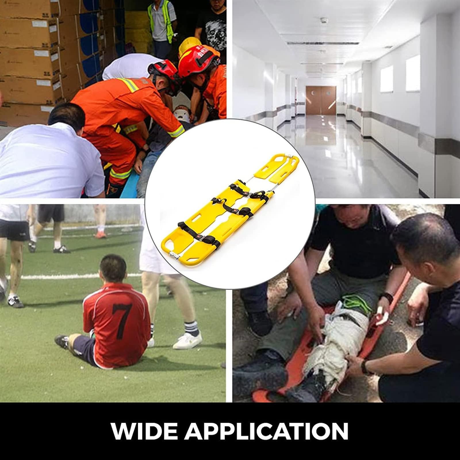 Barella pieghevole in plastica – Lunghezza regolabile portatile di trasferimento paziente di emergenza barella per ambulanza, ospedale, clinica e uso domestico
