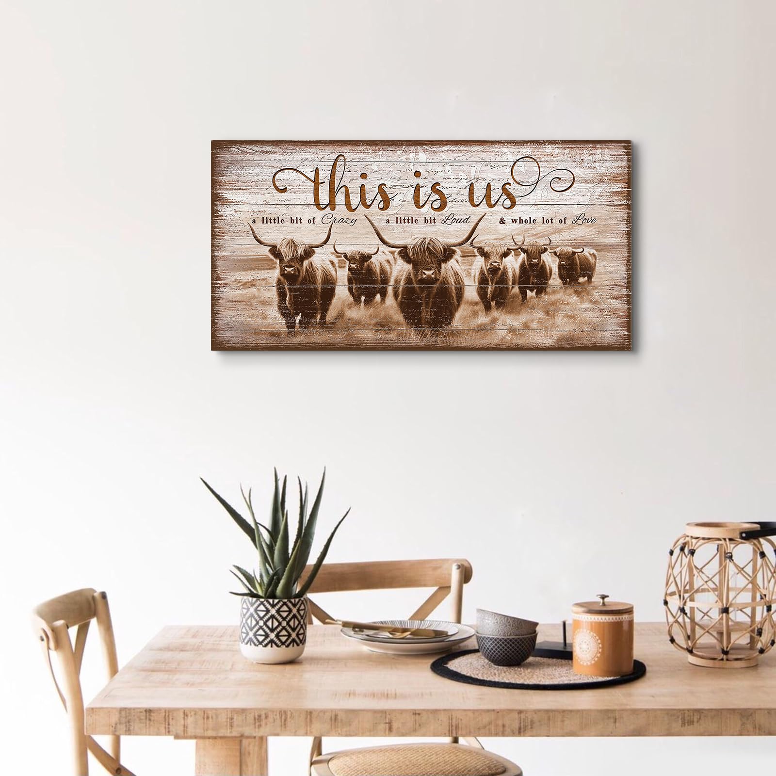 Amazon.co.jp: Highland Cow Canvas ウォールアート-ブラウンカウ 