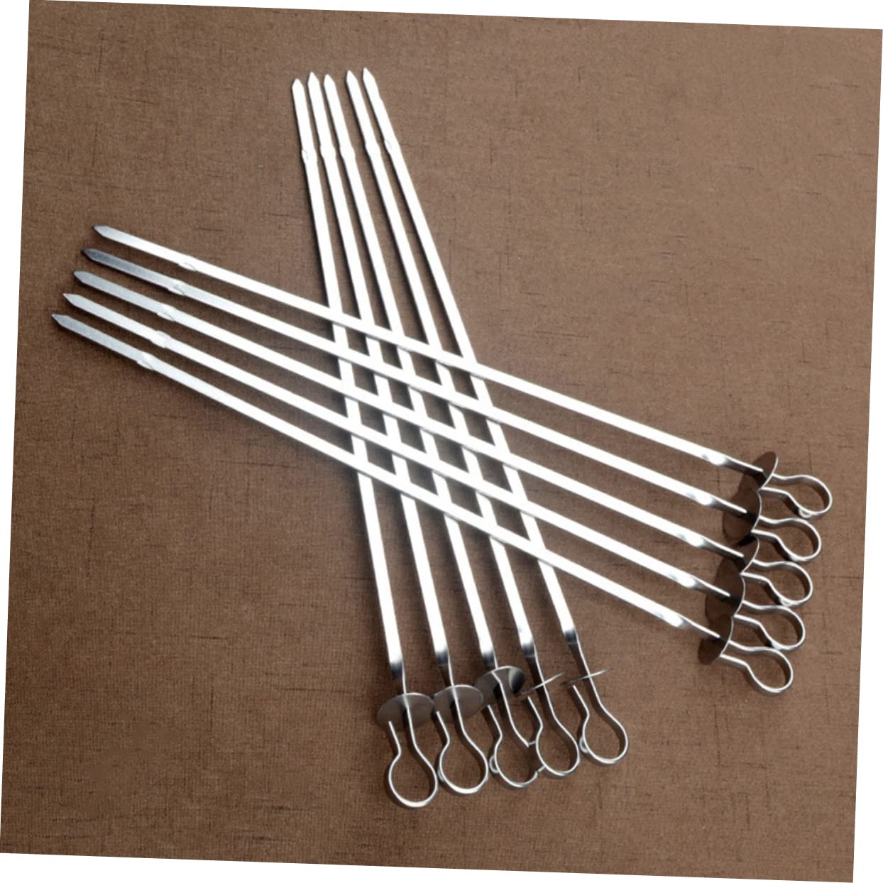 Abaodam Spiedini Per Barbecue in Acciaio Inox 20 Pezzi, Forchette Riutilizzabili Piatte Impugnatura Ad Anello Per Grigliate All'aperto, Resistenti e Pratici Per Carne e Verdure