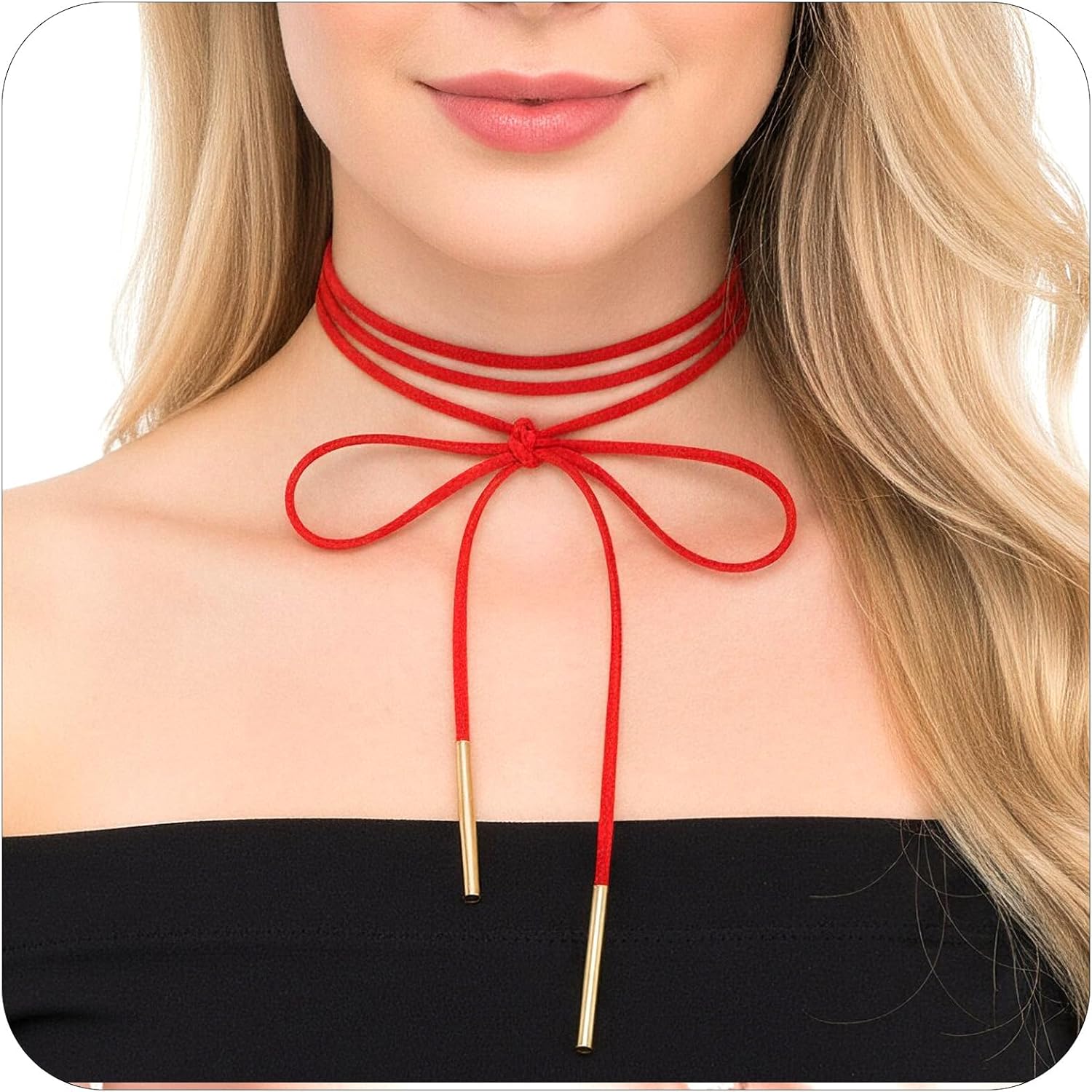 2 Pcs Bow knot Choker for Women, Sexy Long Wrap Rope Collar Tie Neck Chain with Gold Pendant Boho Party Neck Accessories for Women - Image 4