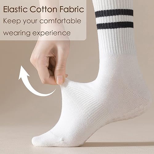 Miniatura 4 de 3 pares de calcetines de yoga con agarre para mujer, calcetines antideslizantes para pilates, entrenamiento, ballet, danza, calcetines de hospital