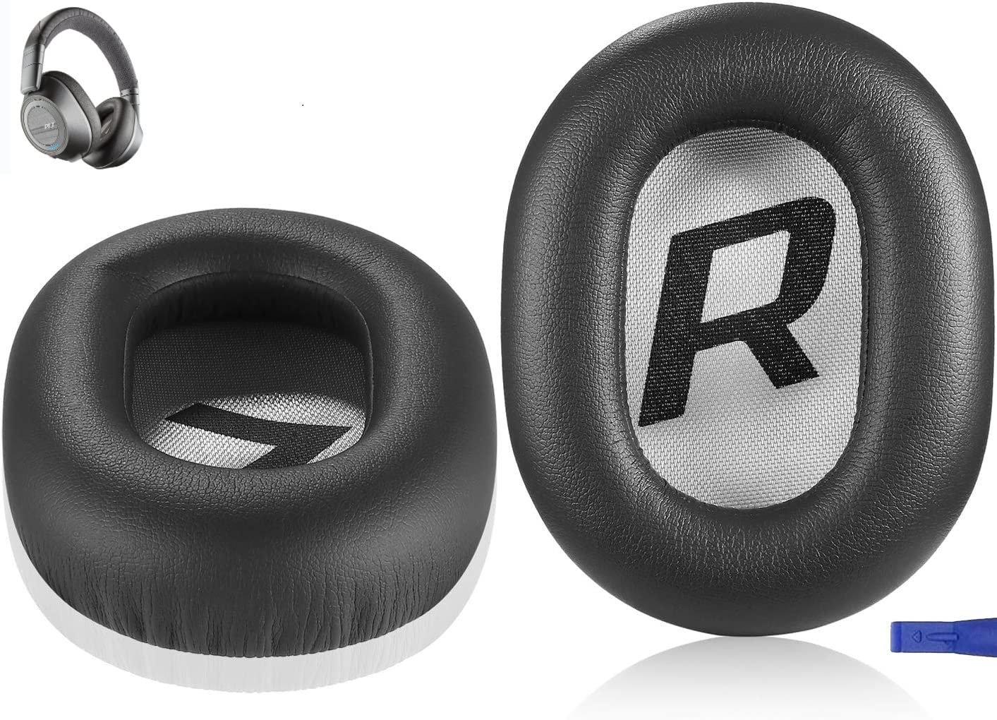 SEEFY Backbeat Pro II Earpads- Replacement Ear Cushion Ear Pads Compatible with Plantronics Voyager 8200 UC, Backbeat Pro 2 Headphones, Softer Leather,High-Density Noise Cancelling Foam (Black)