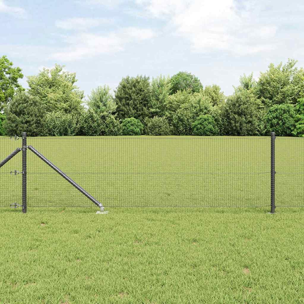 Schweißdrahtzaun mit Spikes 25 x 0,8 m PVC-beschichteter Stahl Zaunfeld für Garten Terrasse Hof, robuste Einfriedung mit Maschendraht 1,6 x 1,6 cm