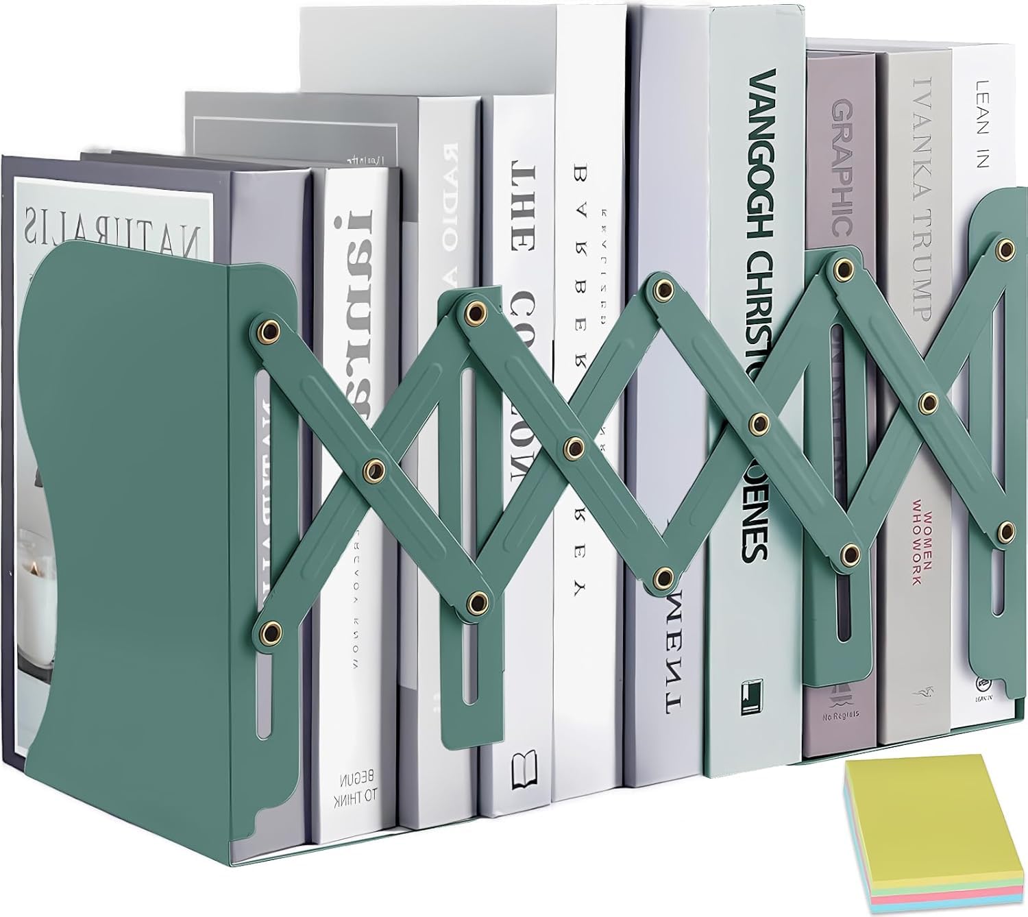 DARUITE Regolabili in Metallo Antiscivolo Fermalibri Biblioteca Verde 50 cm