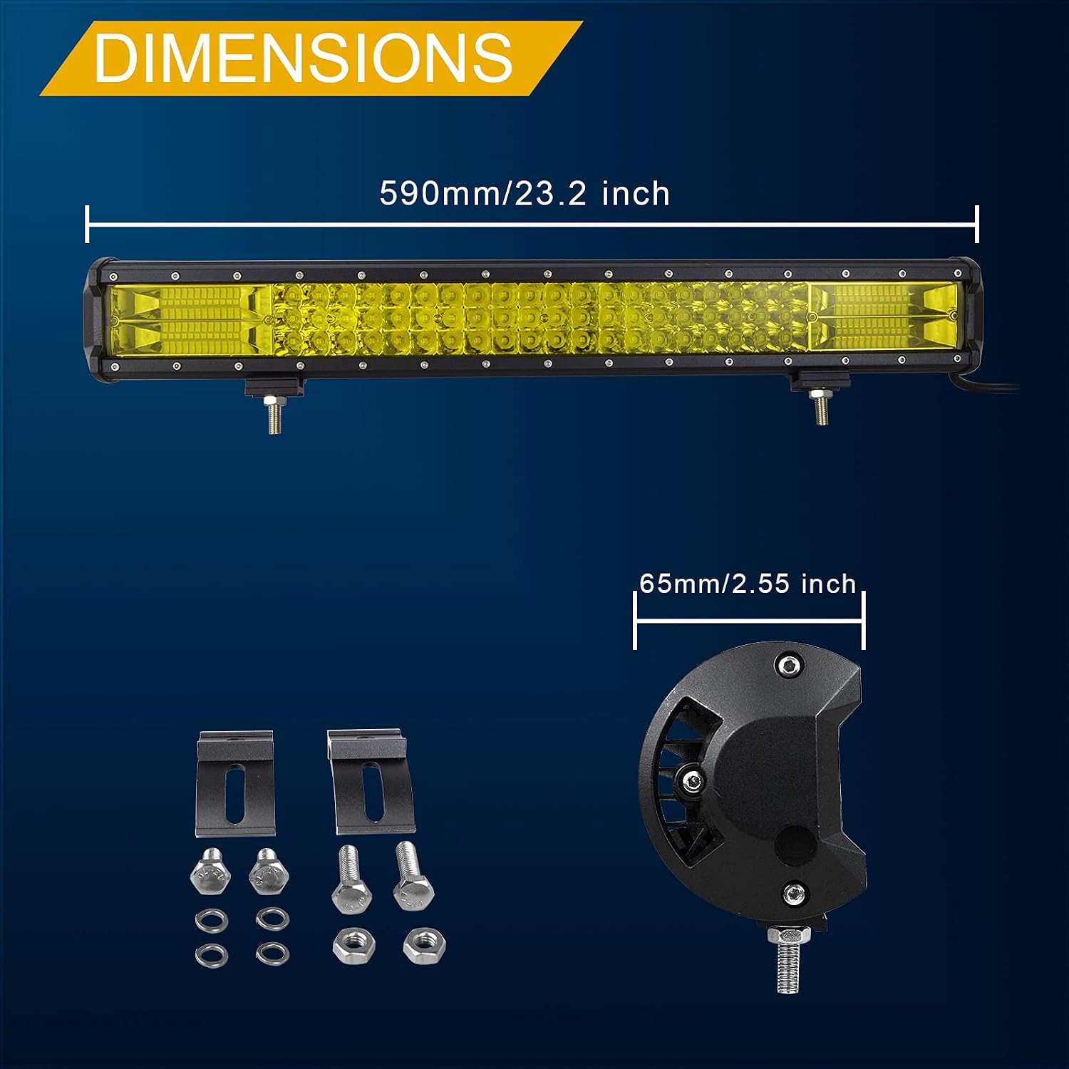 RIGIDON 23 Inch 324W Amber Light Bar with Wire Harness, Triple Row Flood Spot Combo 32400LM LED Light Bar Waterproof Driving Boat Off Road LED Work Light for ATV UTV Truck