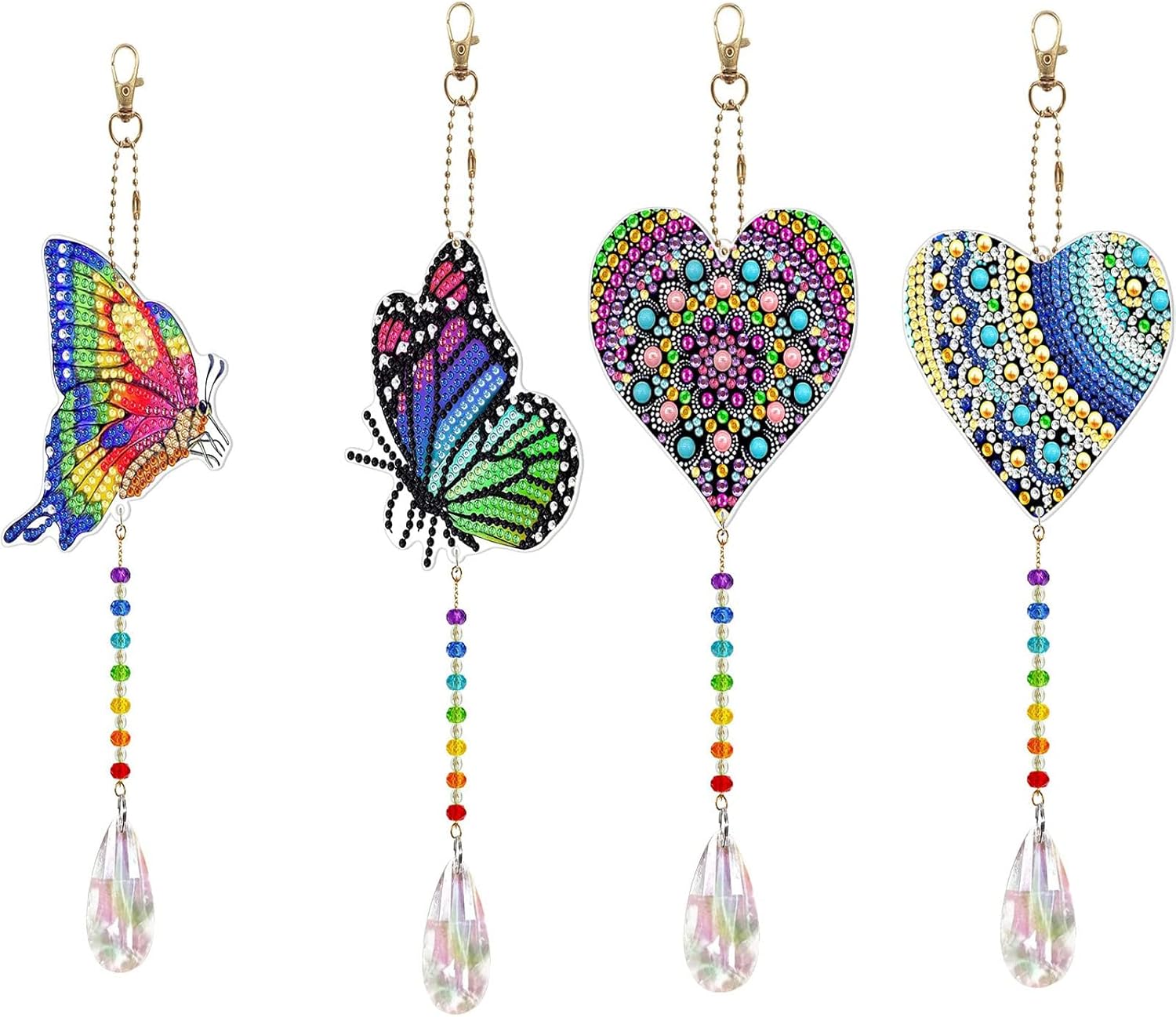 YALKIN 4 Pieces Diamond Painting Wind Chime Butterfly Heart