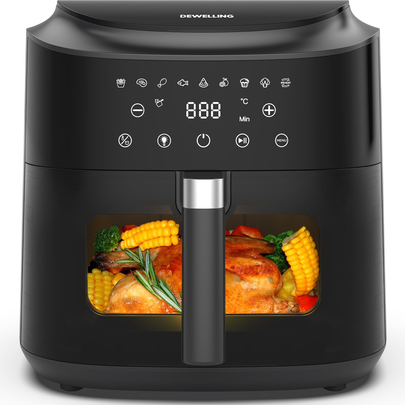 Heißluftfritteuse 9L Airfryer– 2350W Heissluftfritteuse für schnelles Garen, Fritteuse ohne Öl Mit Fenster, 9 Programme, Ohne PFAS, Shake-Erinnerung, Warmhaltefunktion, 40–200°C