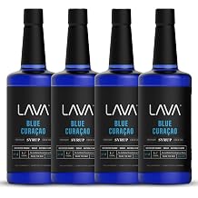 4-Pack LAVA Premium Blue Curacao Syrup, 33.8oz 1-Liter, Made with 100% Sugar, Orange Extract, No Artificial Sweeteners or Flavors