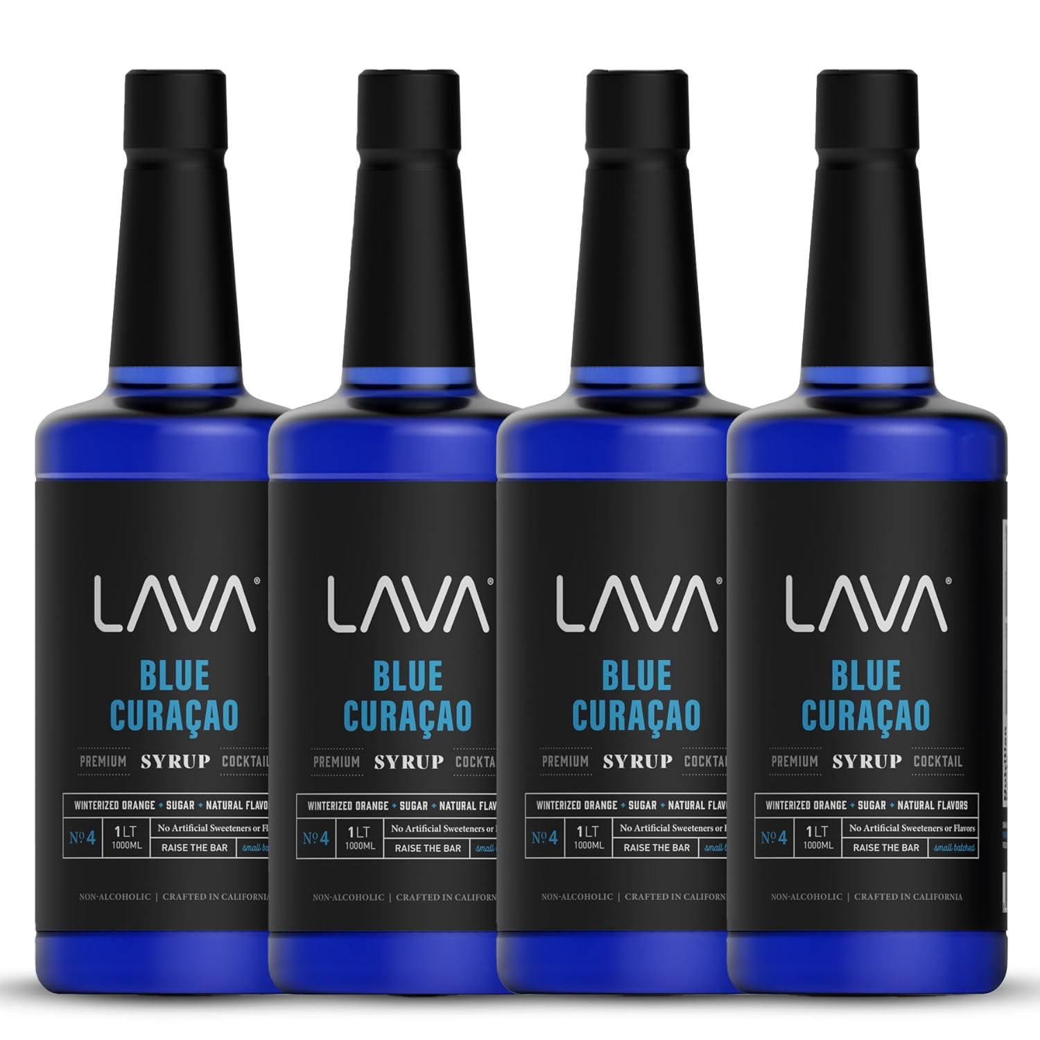 (4-Pack) LAVA Premium Light Agave Nectar for Cocktails made with Raw Blue Organic Agave 33.8oz Natural sweetener, Non-GMO, Vegan, Gluten Free. Perfect for Margaritas, Tequila, or Mezcal Cocktails.
