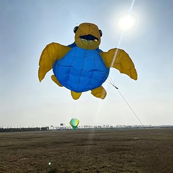 Kite, 3D Giant Inflatable Sea Turtle, Soft Frameless Outdoor Toy, Perfect for Beach & Park Activities, Easy to Fly for Adults & Family