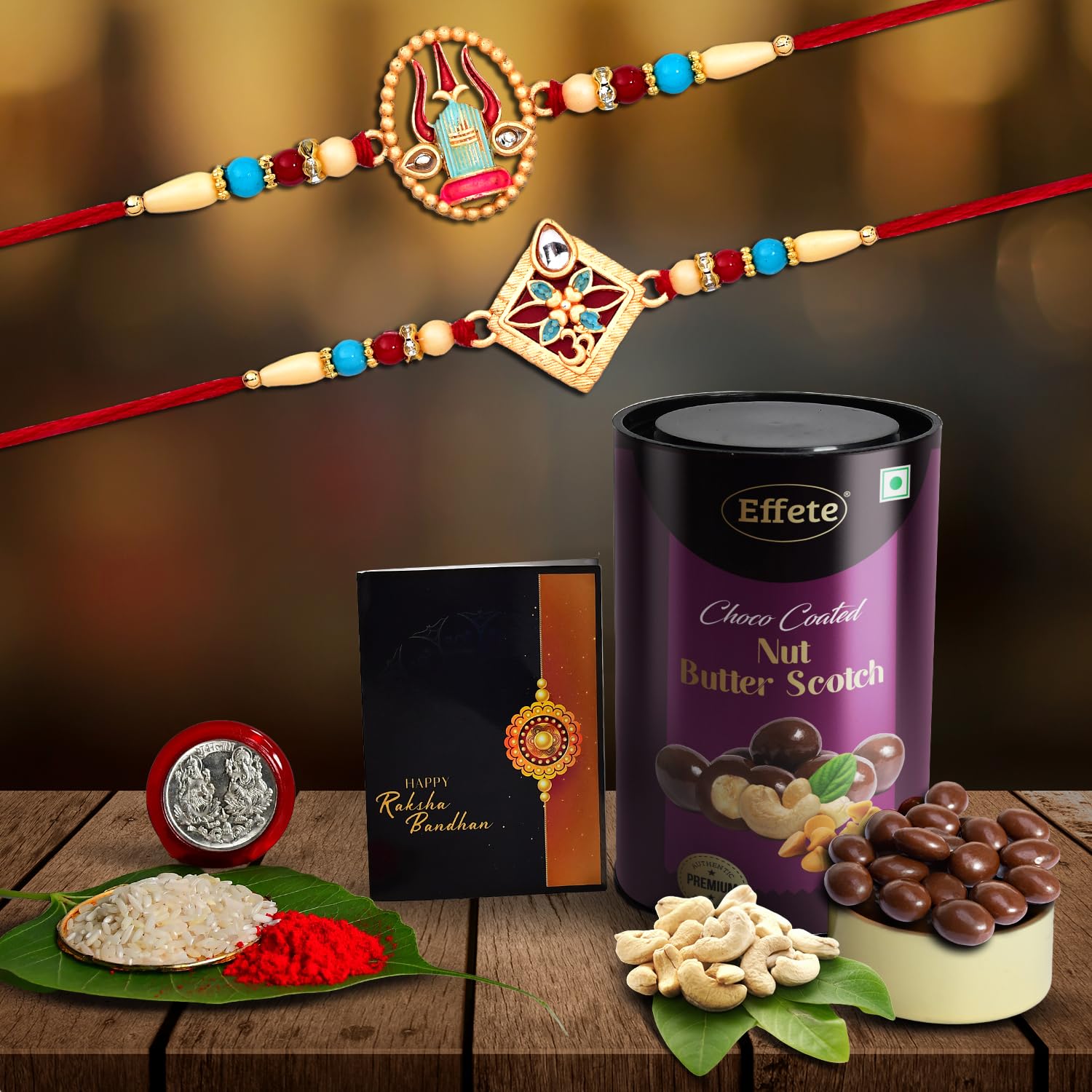 DeoDap (K2_519+520_BS) Multicolor Bracelet/ Rakhi with Effete Chocolate Butter Scotch , Silver Color Pooja Coin, Roli Chawal & Greeting Card| Rakhi for brother with gift | handmade rakhi |rakhi combo for brother | stylish rakhi for brother | Set of 2 (B09B547XV8) Amazon Price History, Amazon Price Tracker