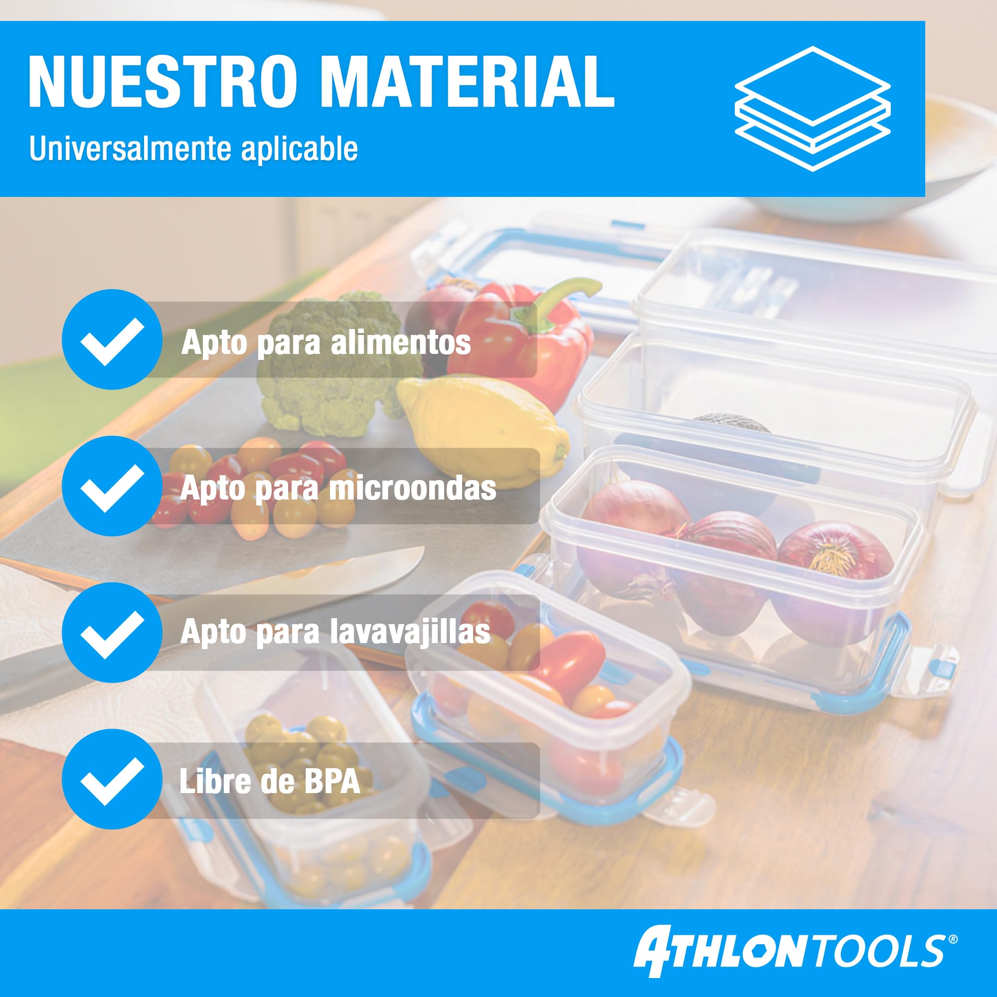 ATHLON TOOLS Juego de 2 recipientes herméticos de 5 l de calidad gastronómica, 100% herméticos y a prueba de fugas, de 40 a +100 grados, para todos los alimentos, sin BPA