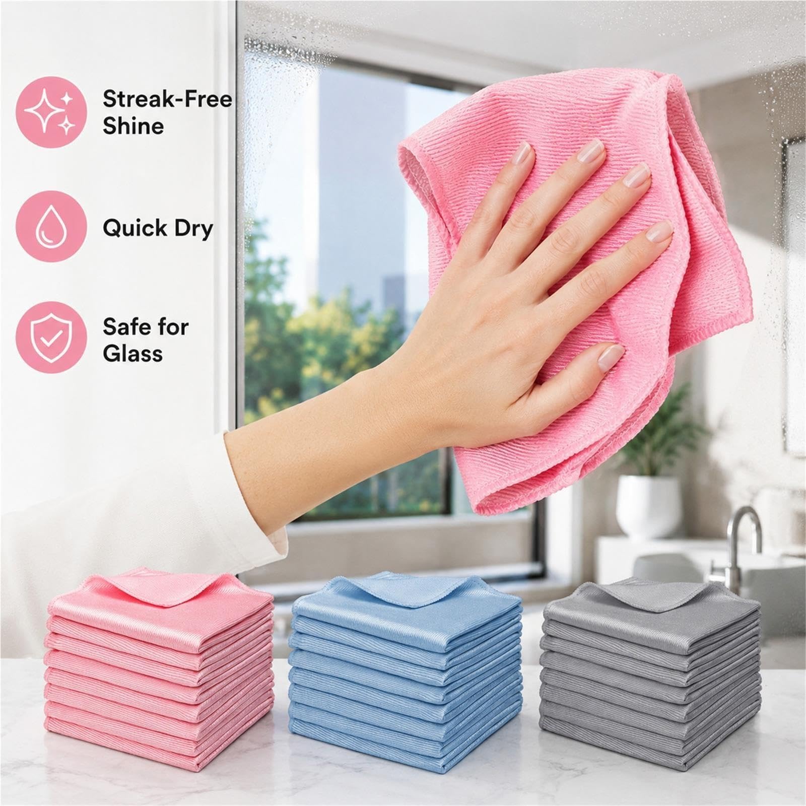 Chiffon de Nettoyage en Verre Non Pelucheux Microfibre
