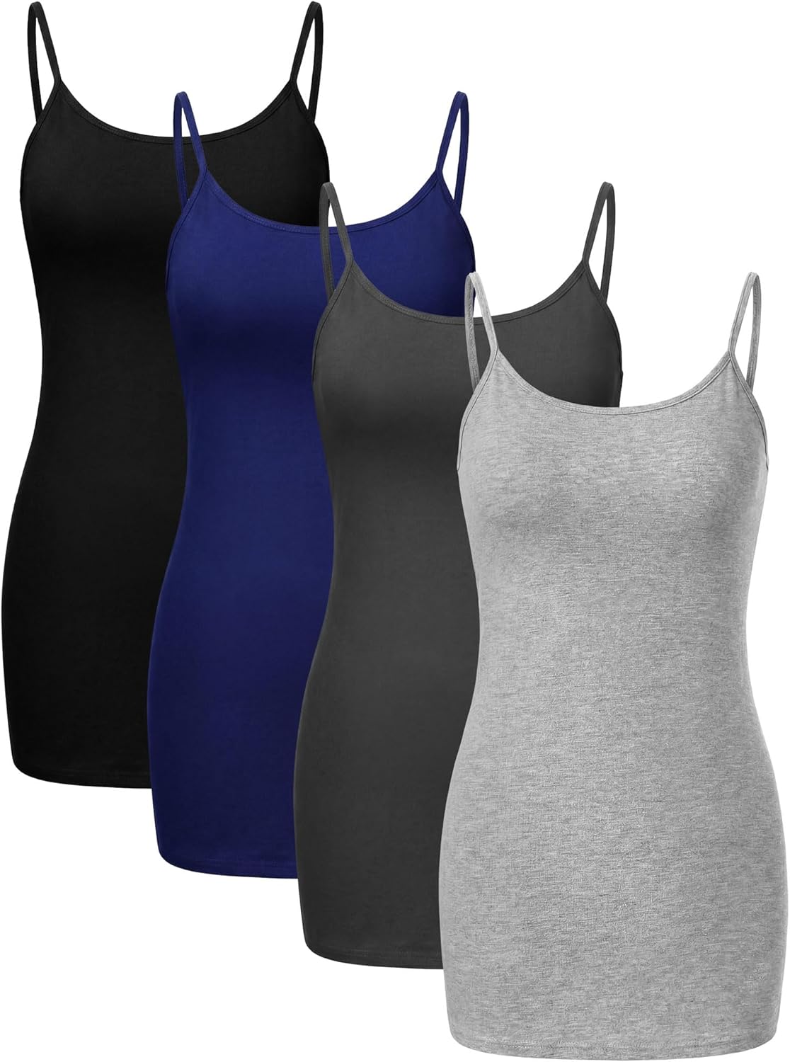 Geyoga Long Tank Tops for Women, Long Camisoles Workout Tops Adjustable Spaghetti Strap Women's Camis Undershirts