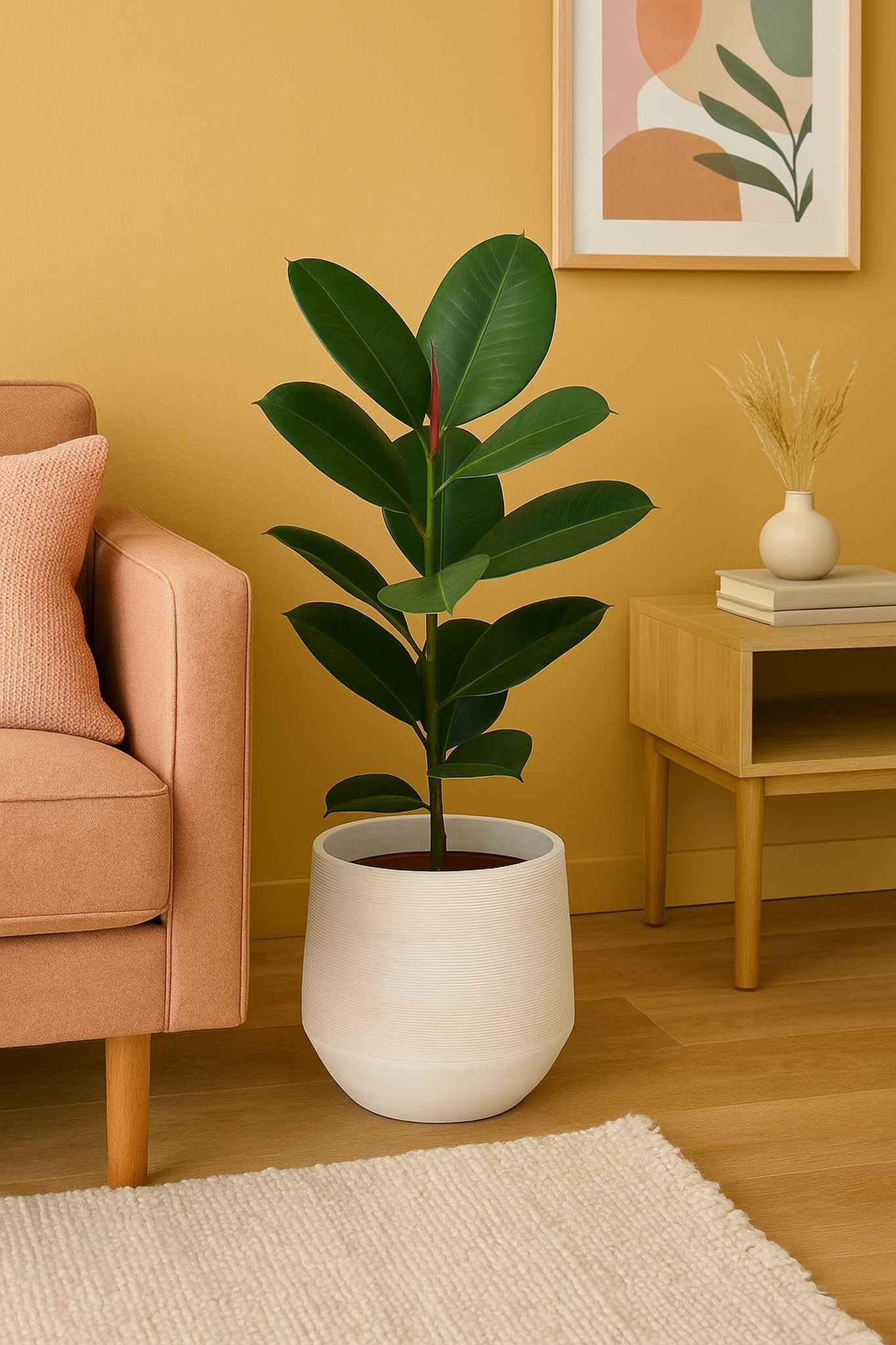 MICA Decorations Ficus Natasja Artificiale In Vaso – Altezza 40 Cm – Pianta Finta In Poliestere, Verde, Senza Manutenzione