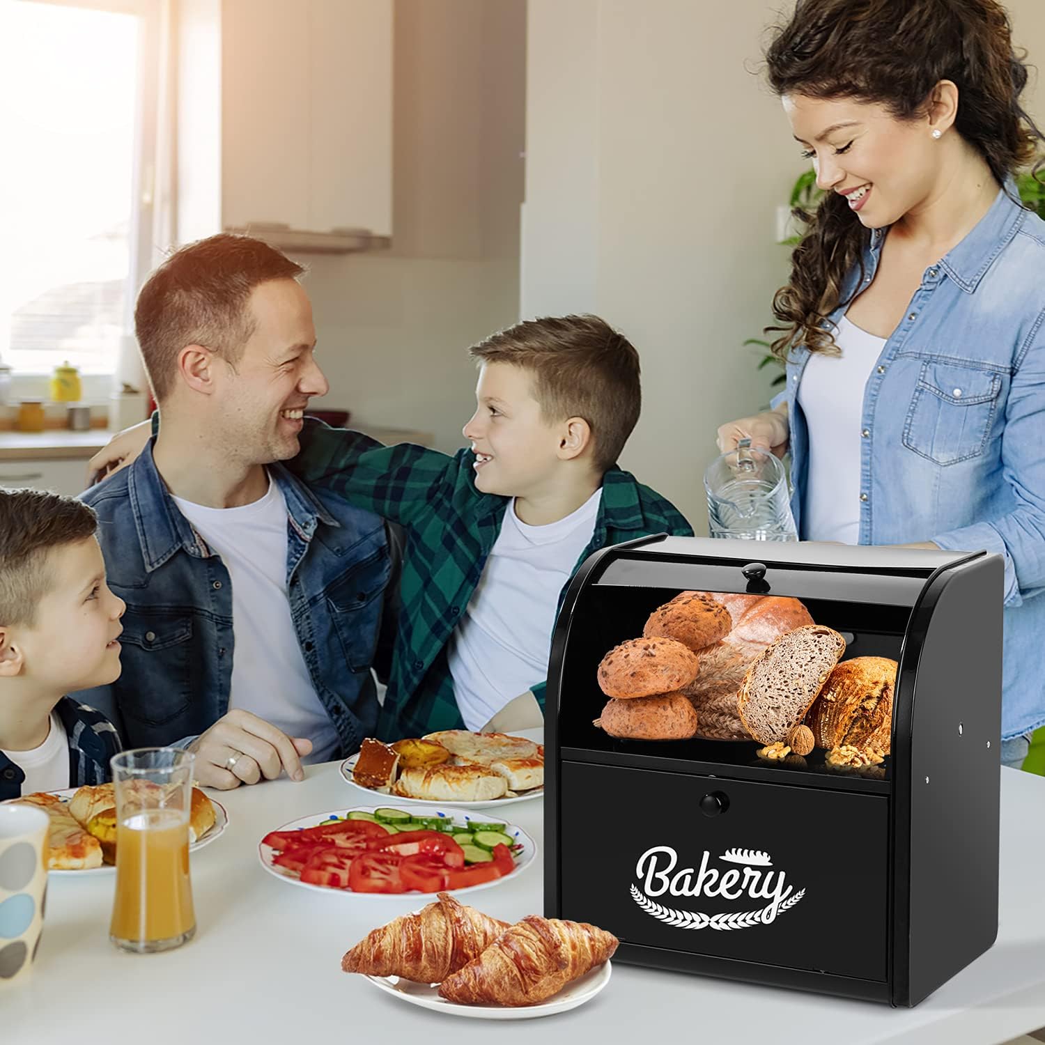 Up To 60% OFF Olebes Bread Box, Metal Bread Box For Kitchen Countertop, Bread Storage Container Holds 2 Loaves Of Bread, High Capacity Breadbox, Bread Holder Suit Farmhouse Kitchen Decor For Counter (Black) 80% Off Discount Olebes Bread Box, Metal Bread Box For Kitchen Countertop, Bread Storage Container Holds 2 Loaves Of Bread, High Capacity Breadbox, Bread Holder Suit Farmhouse Kitchen Decor For Counter (Black)
