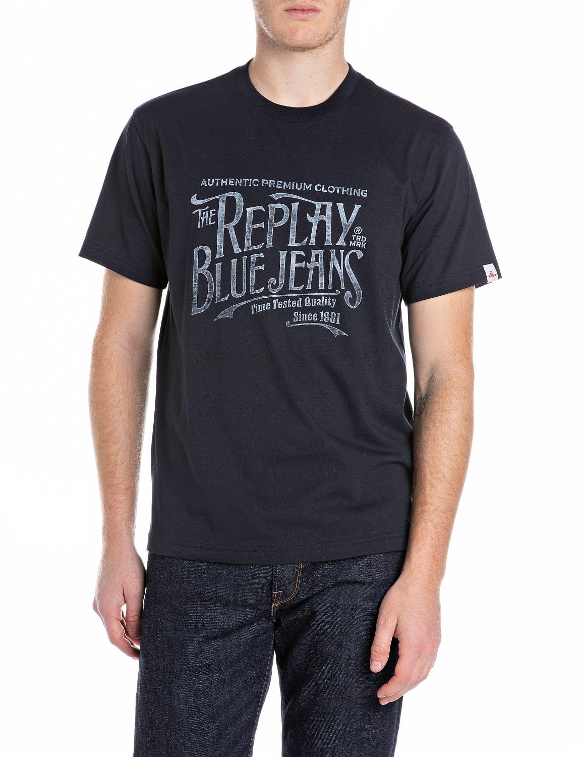 Replay Men's Regular Fit Cotton T-Shirt, 970 Night Blue, S