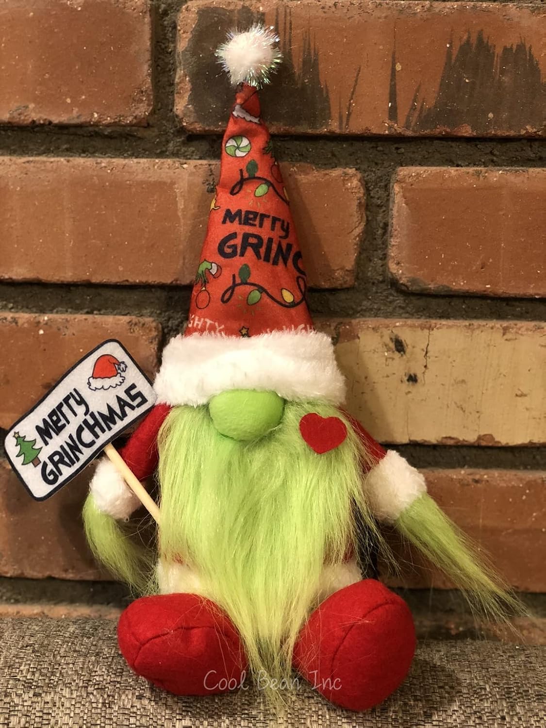 Merry Grinchmas Gnome - Funny Elf with Sign - 11 Inch Christmas Holiday Decoration Gift for Home or Office by Cool Bean Inc
