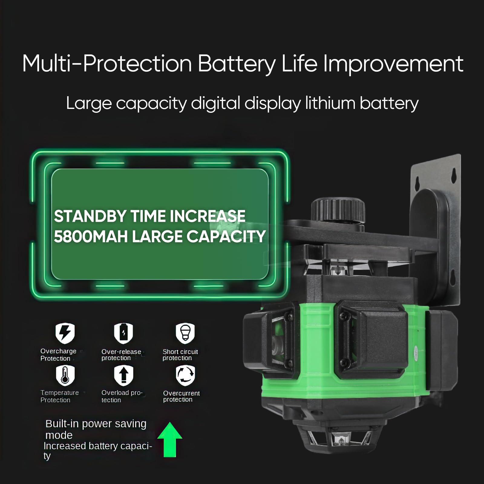 Niveau Laser 360 Autonivelant, Lazer Niveaux Vert 4 x 360°, Niveau laser 4D 16 lignes Auto-nivelant, Laser Chantier, IP54 Waterproof, avec 2 * 2600 mAh Batteries et Télécommande (avec Trépied)