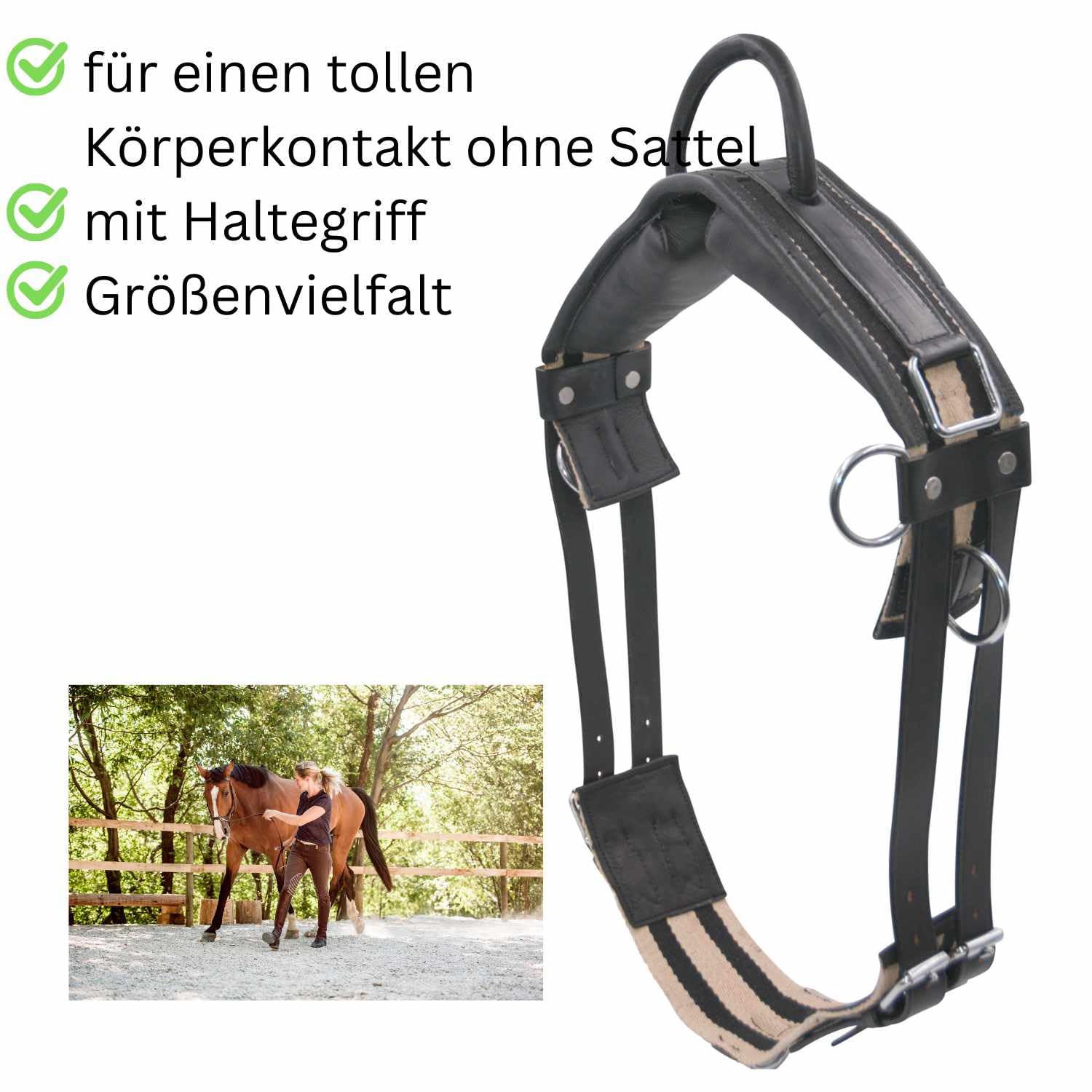 AMKA Longiergurt Reitgurt Soft Riding Gurt, Haltegriff auch für Holzpferde geeignet