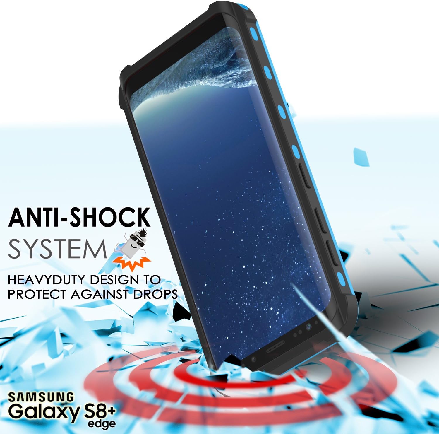 Galaxy S8 Plus Waterproof Case, Punkcase [Kickstud Series] [Slim Fit] [IP68 Certified] [Shockproof] [Dirtproof] [Snowproof] Armor Cover for Samsung Galaxy S8 Plus [Light Blue]