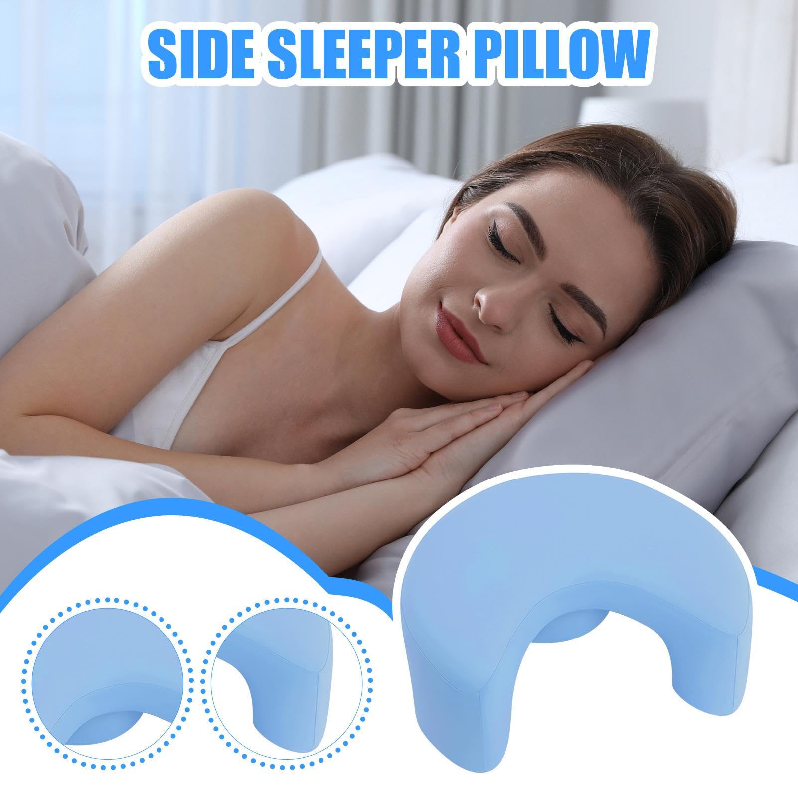Almohada para Dormir De Lado Espuma Viscoelástica Soporte Cervical Cuello | Almohada Lateral Con Orificio Para El Brazo Dormir Lado Soporte Manguito Rotador Cuerpo Rodilla Cama Ho