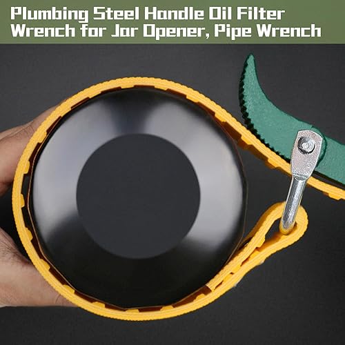 Miniatura 5 de SPEEDWOX Llave de correa de cinturón de 12 pulgadas, juego de llaves de filtro de aceite, herramienta removedor de filtro de aceite, llave de correa