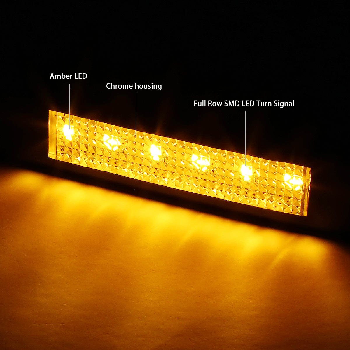 Auto Dynasty Chrome Housing Amber SMD LED Turn Signal Light Compatible with 09-14 Ford F150 Towing Side Mirror